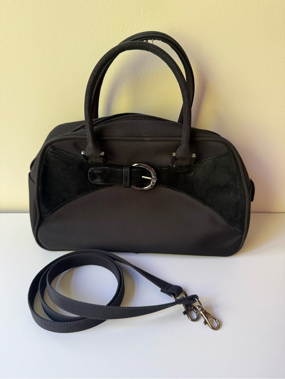 Hush Puppies Black Bow-Accent Satchel Shoulder Bag